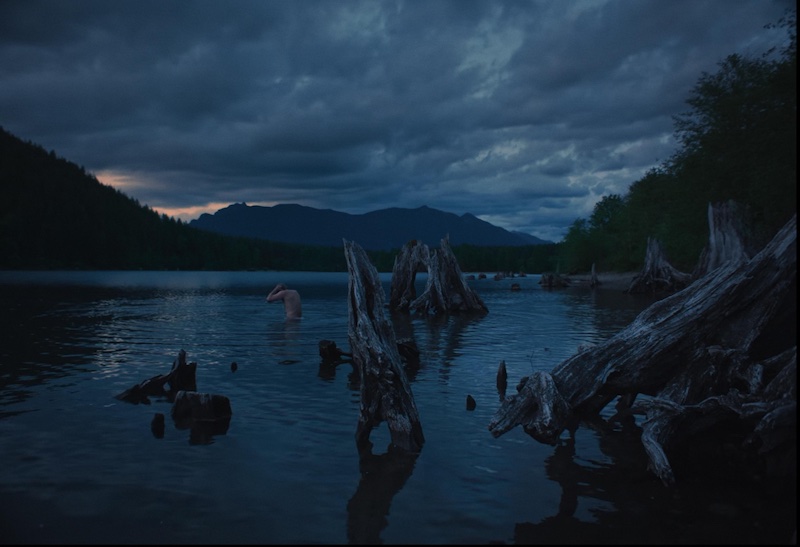 Fotograma de Train Dreams en exterior boscoso fotografiado por Adolpho Veloso