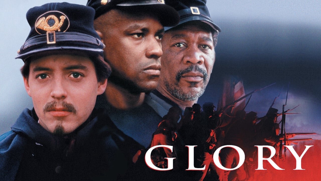 Matthew Broderick, Denzel Washington y Morgan Freeman en "Glory" (Tiempos de Gloria, 1989) - Fotografía de Freddie Francis