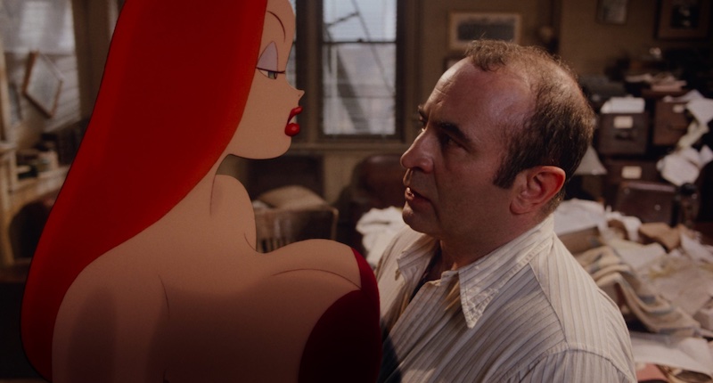 Who Framed Roger Rabbit 1988 integración de imagen real y personaje animado femenino con fotografía de Dean Cundey