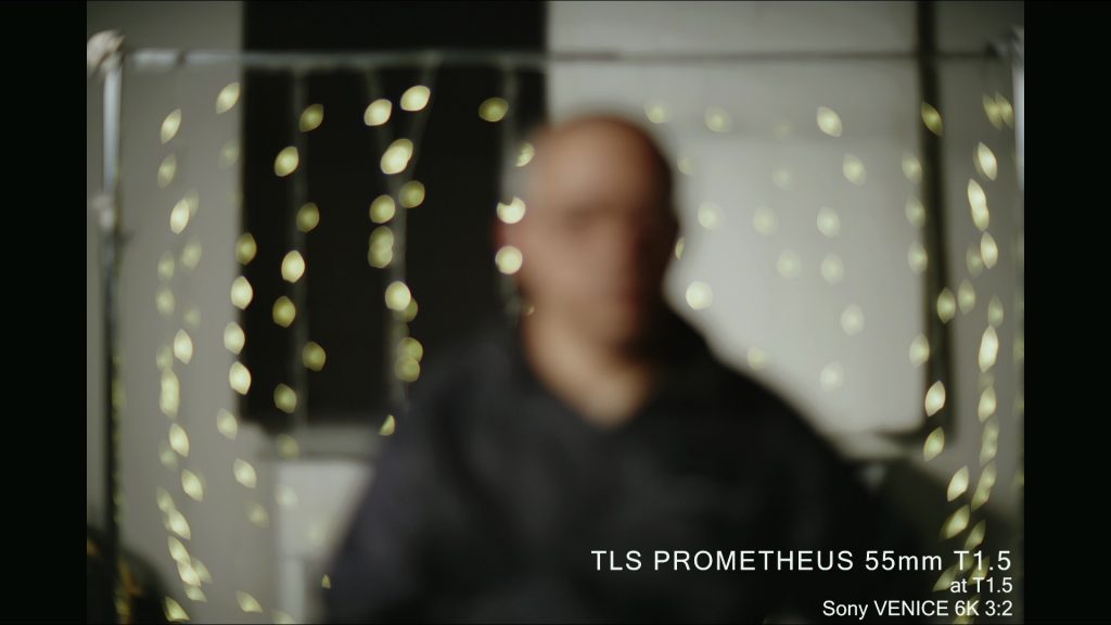 TLS Prometheus 55mm T1.5 at T1.5 with irregular bokeh and cat's eye effect toward the edges of the frame