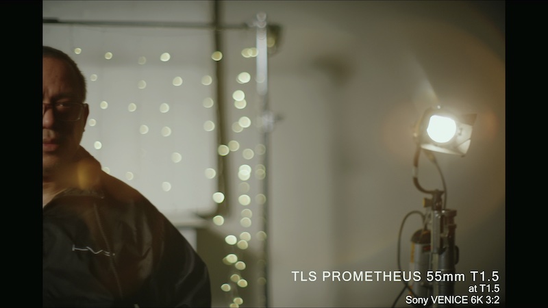 Orange flare from the TLS Prometheus 55mm T1.5 with an off-axis side light