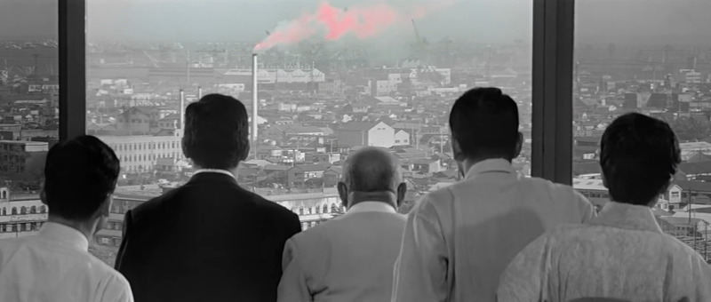 High and Low (1963), composición panorámica en TohoScope de Akira Kurosawa fotografiada por Nakai y Saito